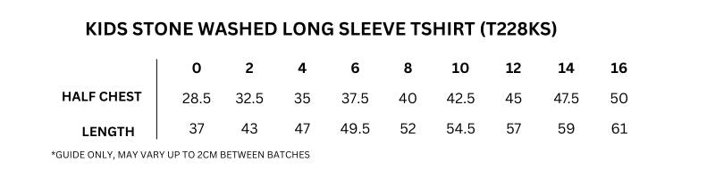 Size guide – Stone Wash Long Sleeve Tee Kids