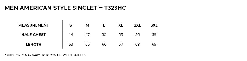 Size guide – American Style Singlet Mens