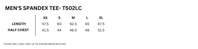 Size guide – Spandex Tee Mens