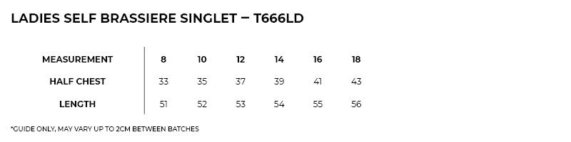 Size guide – Self Brassiere Singlet Ladies