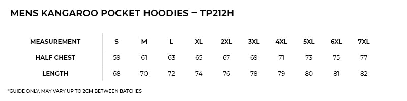 Size guide – Kangaroo Pocket Hoodies Mens (4XL - 5XL)