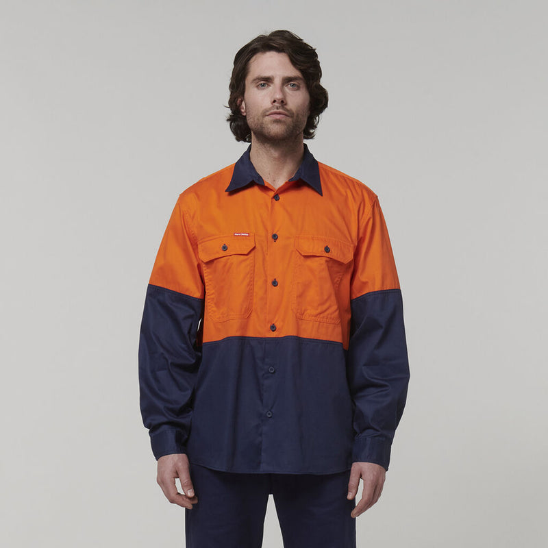 CORE HI-VIS LONG SLEEVE 2 TONE VENTED COTTON SHIRT