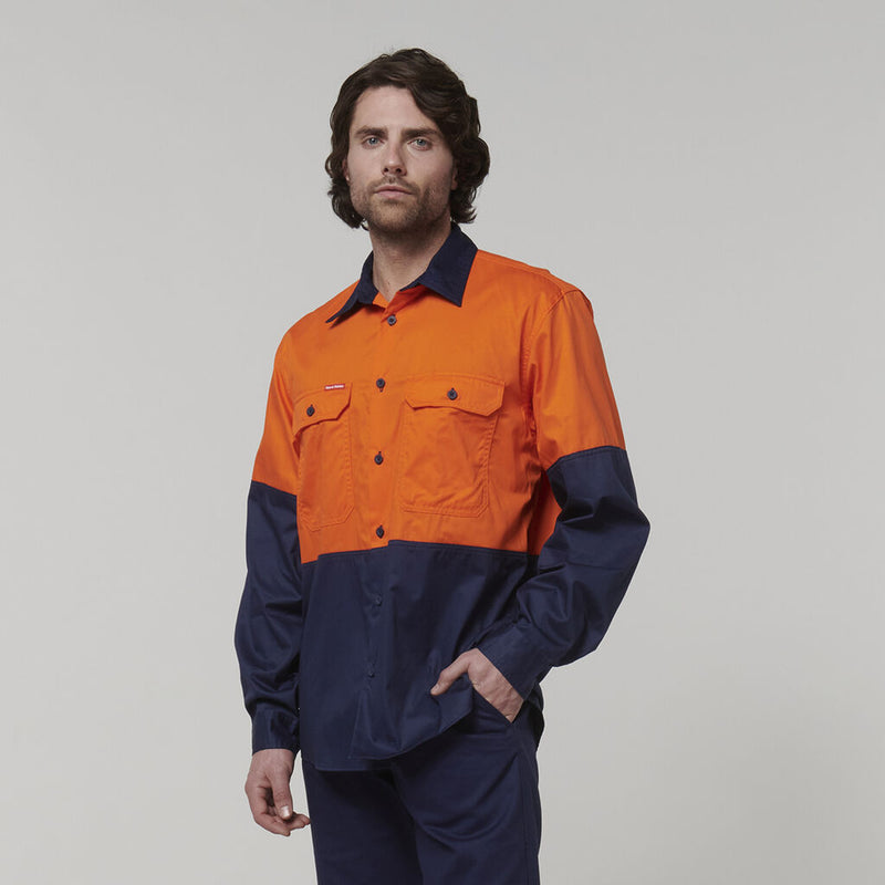 CORE HI-VIS LONG SLEEVE 2 TONE VENTED COTTON SHIRT