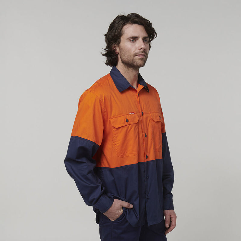 CORE HI-VIS LONG SLEEVE 2 TONE VENTED COTTON SHIRT