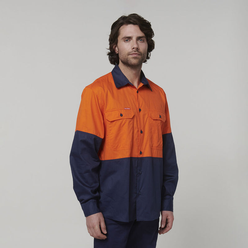 CORE HI-VIS LONG SLEEVE 2 TONE VENTED COTTON SHIRT