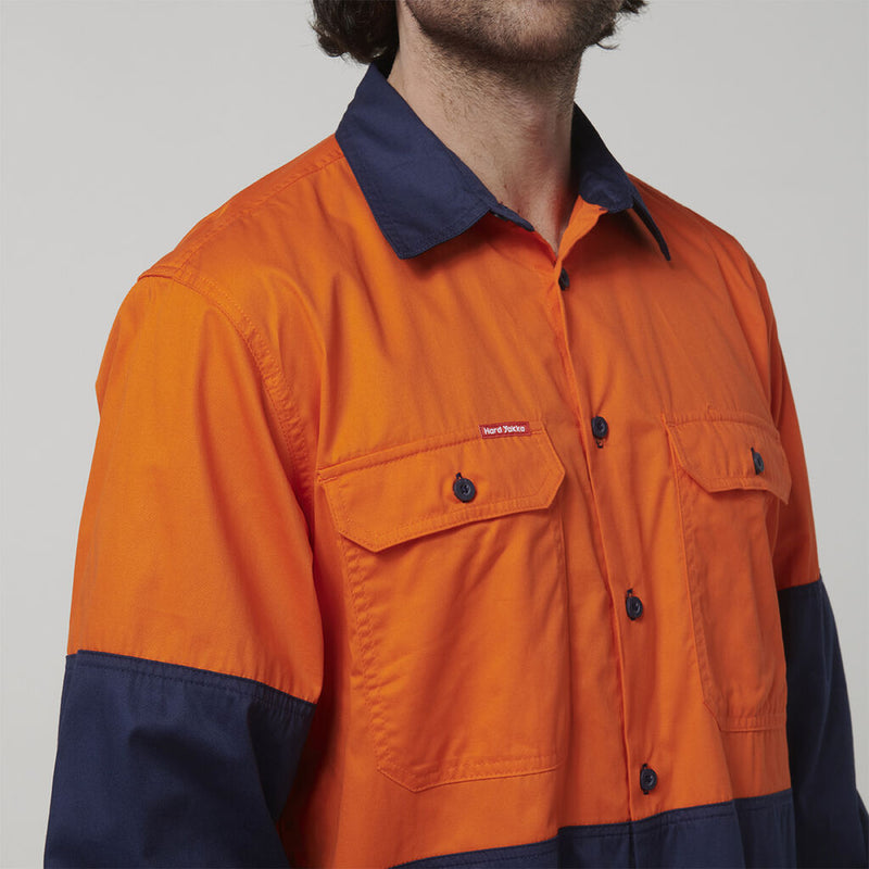 CORE HI-VIS LONG SLEEVE 2 TONE VENTED COTTON SHIRT