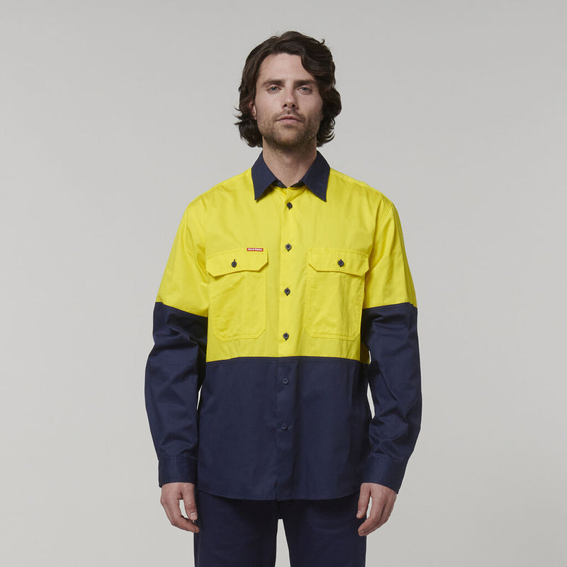 CORE HI-VIS LONG SLEEVE 2 TONE VENTED COTTON SHIRT