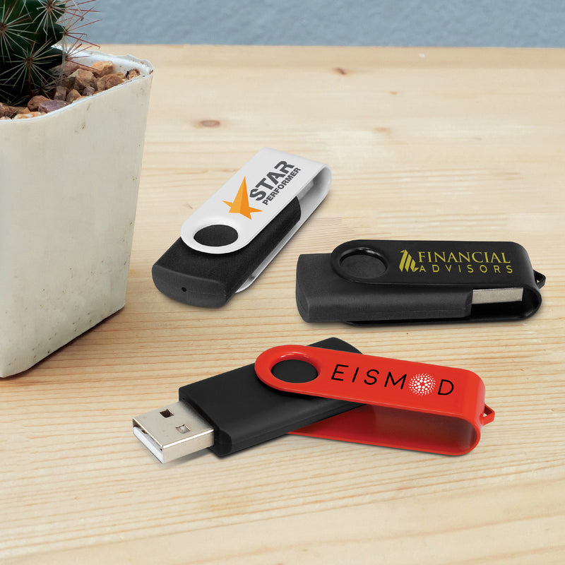 Helix 8GB Swivel Flash Drive - with 1 Colour print