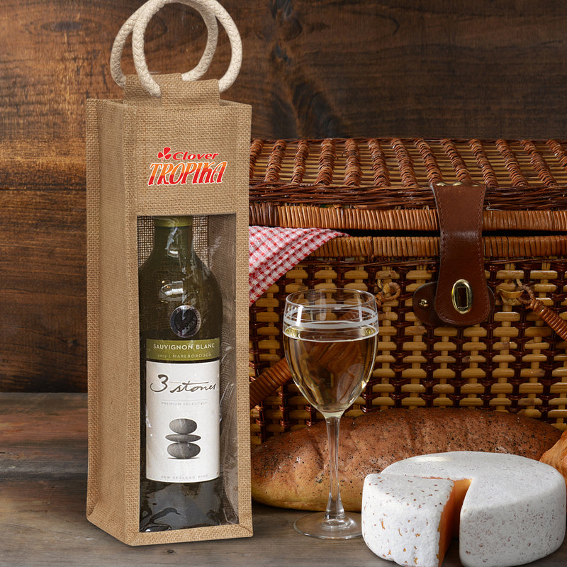 Serena Jute Wine Carrier - with 1 colour print