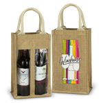 Serena Jute Double Wine Carrier - with 1 colour print