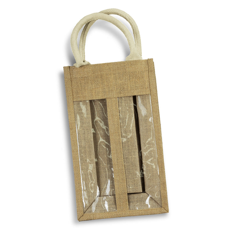 Serena Jute Double Wine Carrier - with 1 colour print
