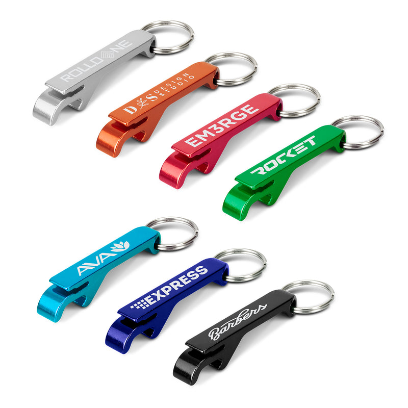 Snappy Metal Bottle Opener Key Ring - Engraved