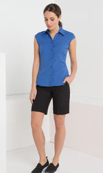 LEE ST JOHN LSJ-2175-PL Easy Fit Cap Sleeve Shirt and Flex Waist Keyloop Short