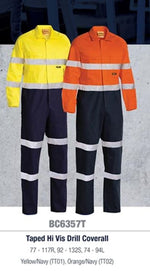 Bisley Workwear BC6357T TAPED HI VIS DRILL COVERALL