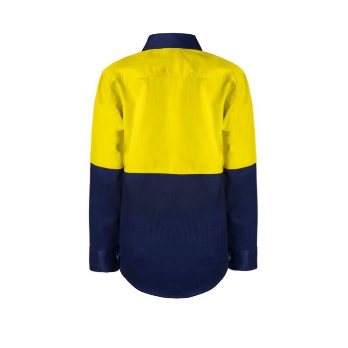 Personalised Kids Hi Vis Two Tone Long Sleeve Shirt - Embroidered with individual name (Front RHB)