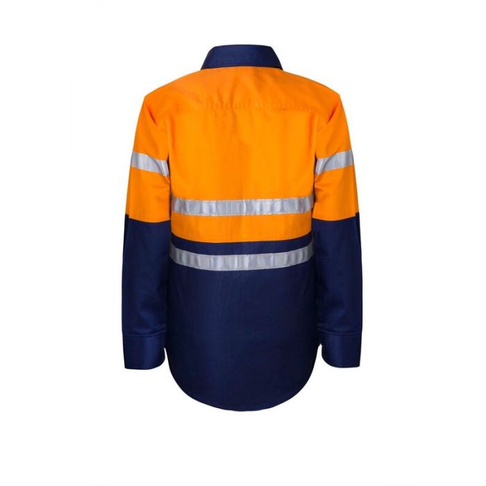 Personalised Kids Hi Vis Two Tone Long Sleeve Shirt with 3M Reflective Tape - Embroidered with individual name (Front RHB)