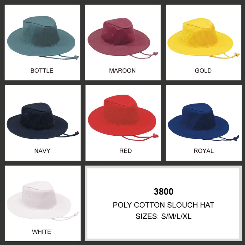 3800 Poly Cotton Slouch Hat Colours Evoke Uniforms