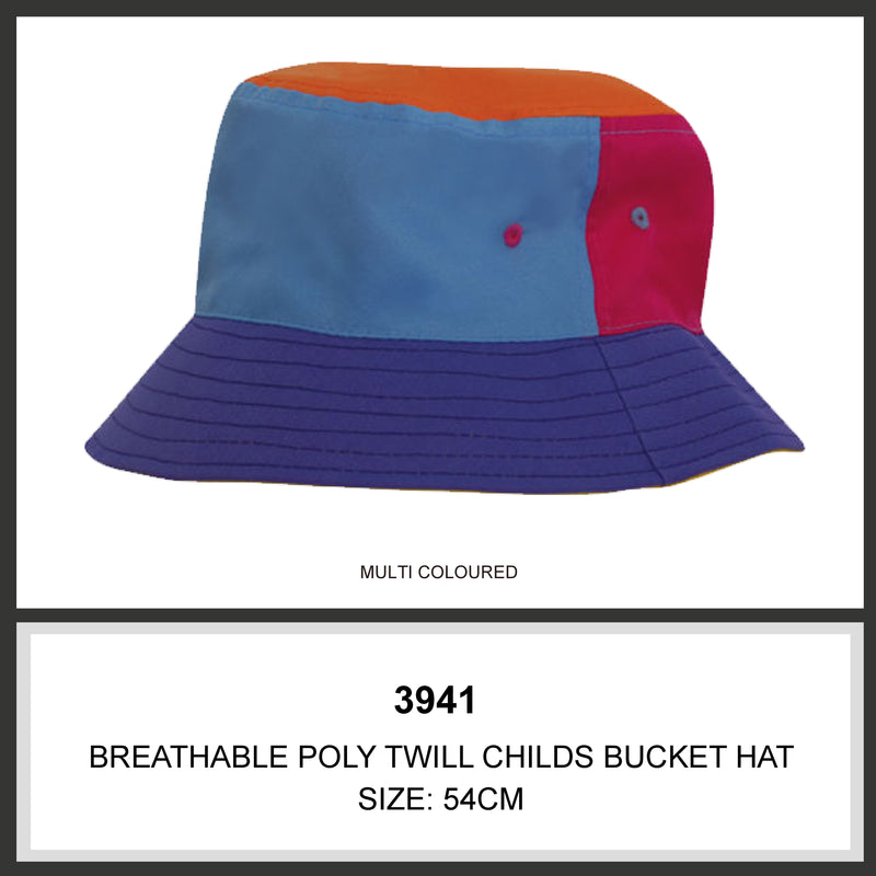 HS-3941 Breathable Poly Twill Childs Bucket Hat colours
