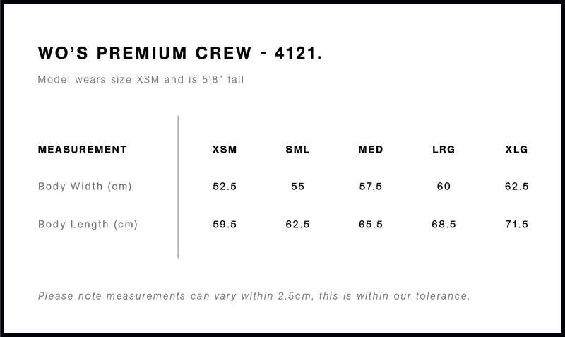 AS Colour 4121 Premium Crew Ladies-size guide