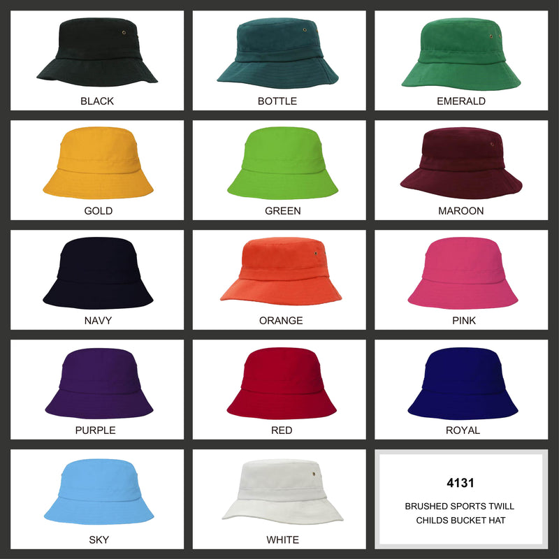 HS-4131 Brushed Sports Twill Childs Bucket Hat colours