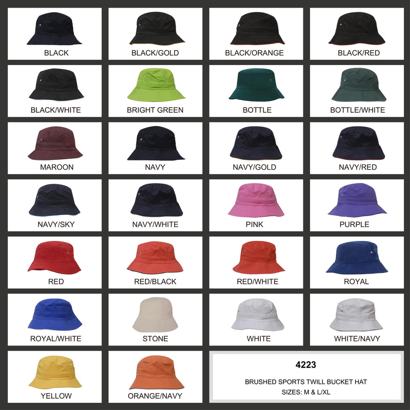 HS-4223 Brushed Sports Twill Bucket Hat - Adults