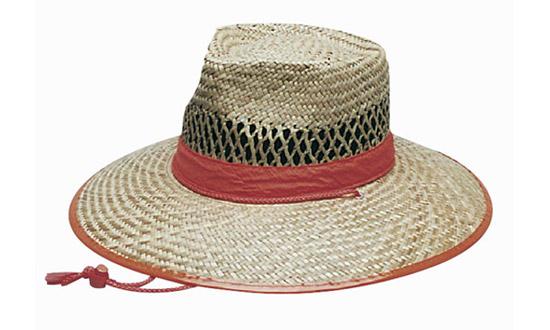 Natural Straw Hat - with Orange Trim