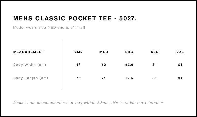 AS Colour 5027 Classic Pocket Tee Mens size