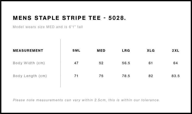 AS Colour 5028 Staple Stripe Tee Mens size