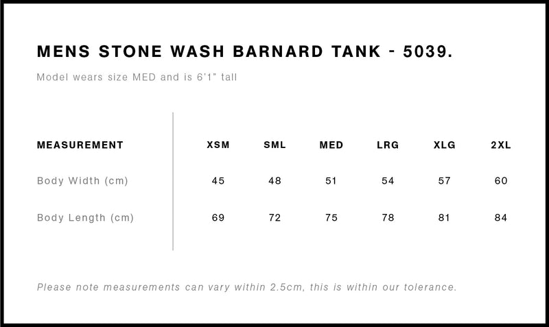AS Colour 5039 Stone Wash Barnard Tank Mens size