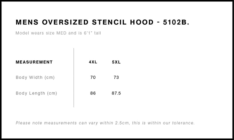 AS Colour 5102B Stencil Hood Mens (4XL-5XL) size chart