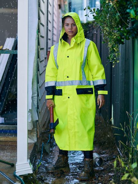 Bisley Workwear - BJ6961T TAPED HI VIS LONG RAIN COAT