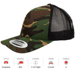 Flexfit Yupoong 6606T Camo Classic Retro Trucker Cap