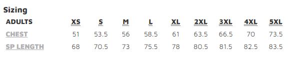 JB's Wear 6HST Hi Vis Spider Tee size chart