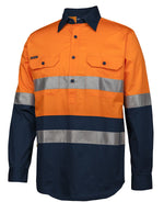 JB's Wear 6HWCS Hi Vis (D+N) Close Front L/S 150g Work Shirt