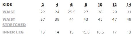 JB's Wear 7NSS New Sport Short Kids size chart