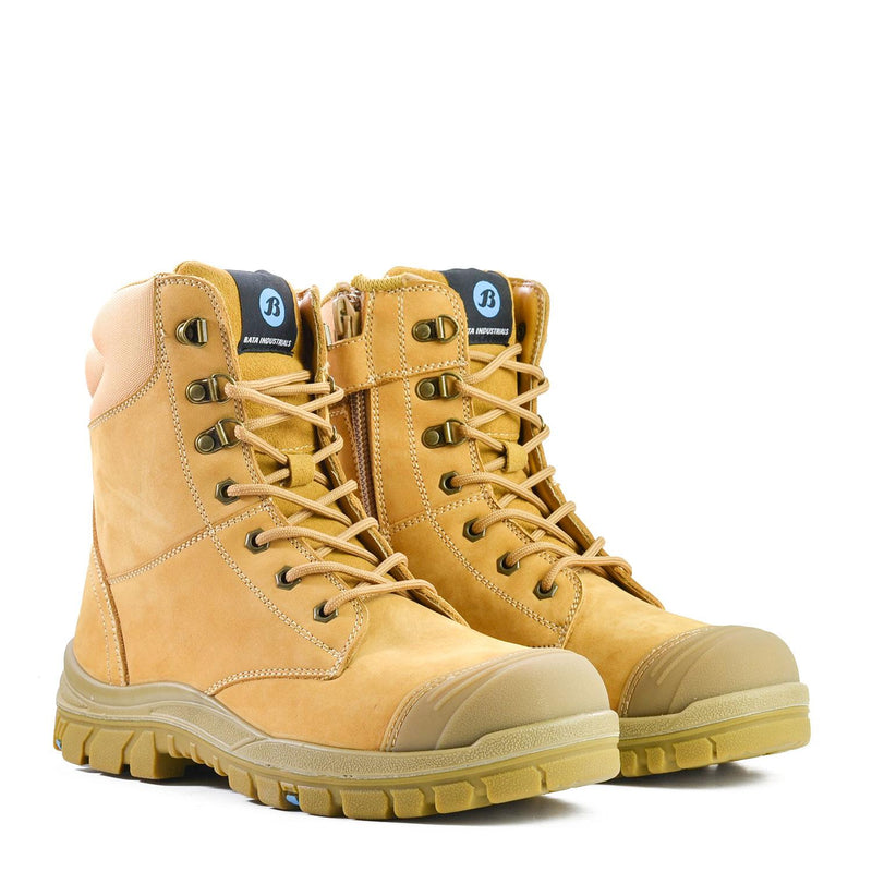 Bata Industrials Defender Zip Sided Wheat Industrial Safety Boot 804.80851