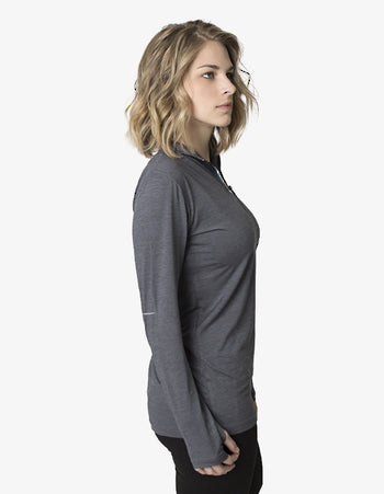 BKHZ450L 1/2 Zip Long Sleeve Heather Top Ladies 2