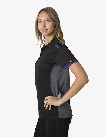 BKP500L Contrast Heather Polo Ladies side