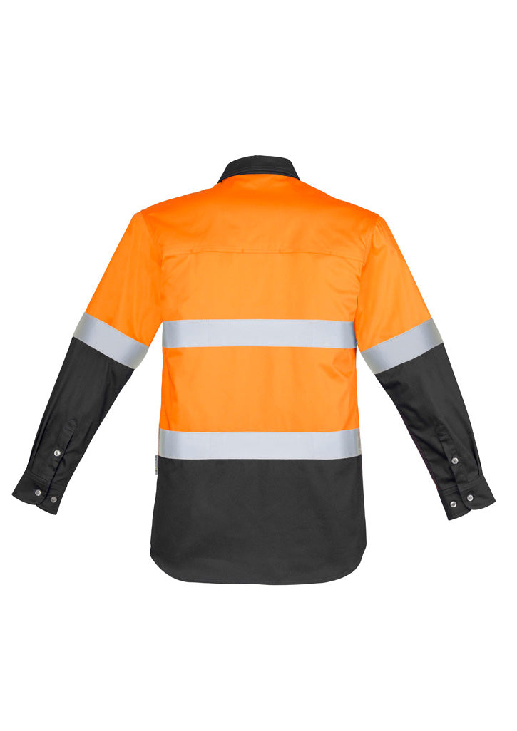 SYZMIK ZW123 Mens Hi Vis Spliced Industrial Shirt - Hoop Taped REAR