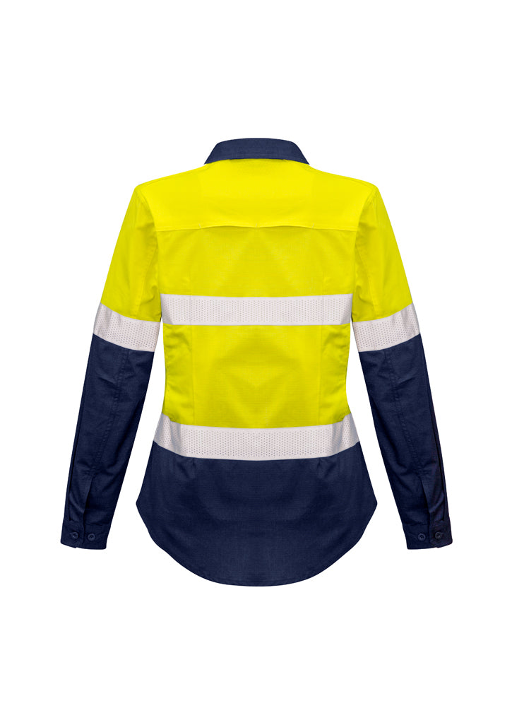SYZMIK WORKWEAR ZW720 Womens Rugged Cooling Taped Hi Vis Spliced Shirt rear