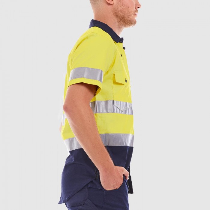 Hi-Vis Short Sleeve Work Shirt with Reflective Tape