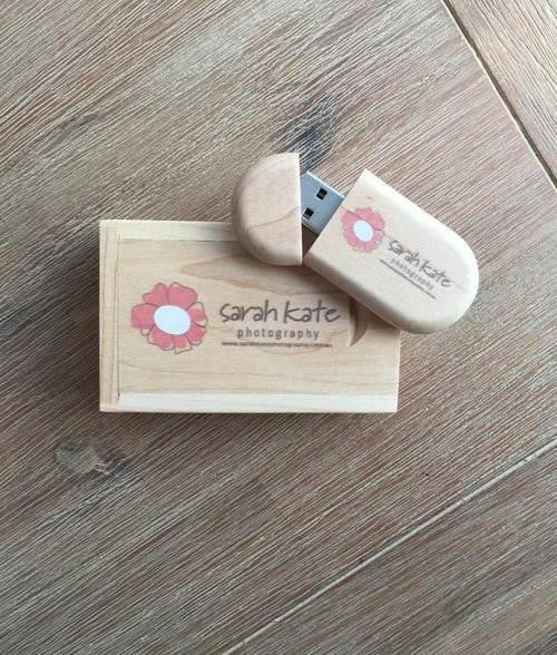 Oval Shaped Wooden USB with Display Box - 2GB