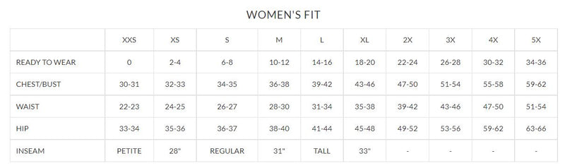 MAEVN CORE - 9626 Utility Cargo Pant Ladies Size Chart