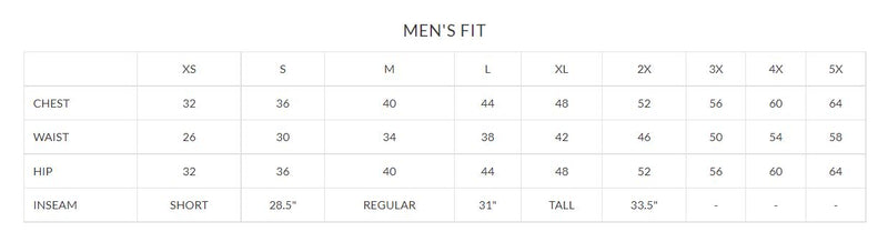 EON - Men's Mesh Panel 3-Pocket V-neck Top 5308 Size Chart